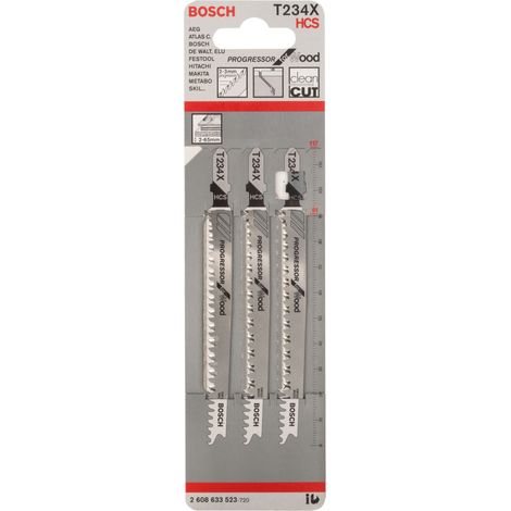 Stichsägeblatt T 234 X, Progressor for Wood, 3er-Pack