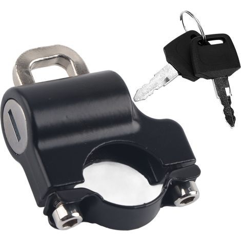 Universal motorcycle helmet lock with 2 keys (black) for 22mm handlebars (1/5)