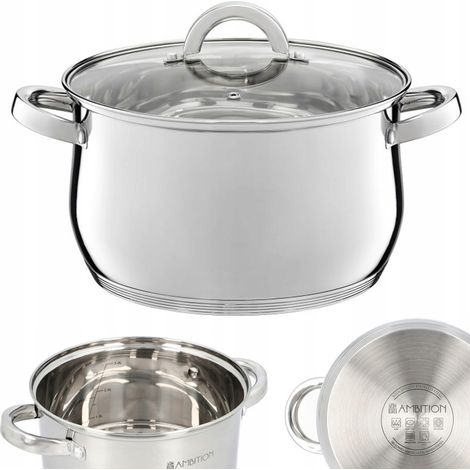 Olla Ambition con tapa, acero inoxidable, 4,8 l, color baya. (1/5)
