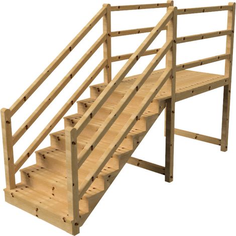 MILANO Außentreppe 7 geschlossene Stufen H122 cm - Podest L189 x B120 cm - Treppengeländer links und rechts - Podestgeländer links und rechts
