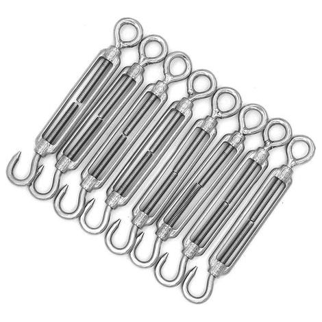 Juego de 8 ganchos y ojales M6, de C a O, compatibles con tensores de bucle, acero inoxidable 304, kit de herrajes para cable de acero, tensión de alta resistencia, para parasoles. (1/5)