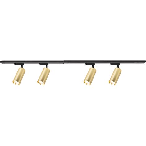 Kit rail d’éclairage 1 phase en saillie or noir 1,5 m avec 4 spots GU10 10W Mica Milagro (1/5)