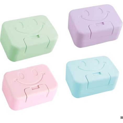 Porte-savon de voyage Portable avec couvercle, boîte à savon facile à nettoyer pour salle de bain, camping et cuisine 4 pièces (1/4)