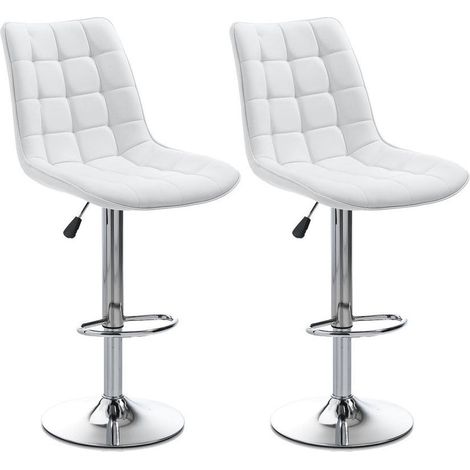 Set 2 Sgabelli 51x60x95/115 cm in Similpelle Bianco (1/4)