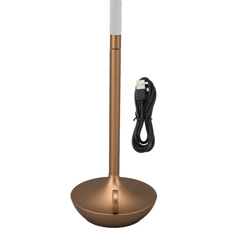 Ortviai Lampe de Table Sans Fil LED Rechargeable à 3 Niveaux de Luminosité – Forme Bougie Dorée, Aluminium (1/5)