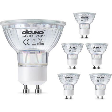 Ampoule LED GU10 6W, Équiv. 60W, 2700K, 550lm, Lot de 6 Blanc chaud, Verre, 120°, Non-dimmable, 100-240V, Ampoule LED Spot GU10 pour spots encastrables, plafonniers et vitrines (1/5)