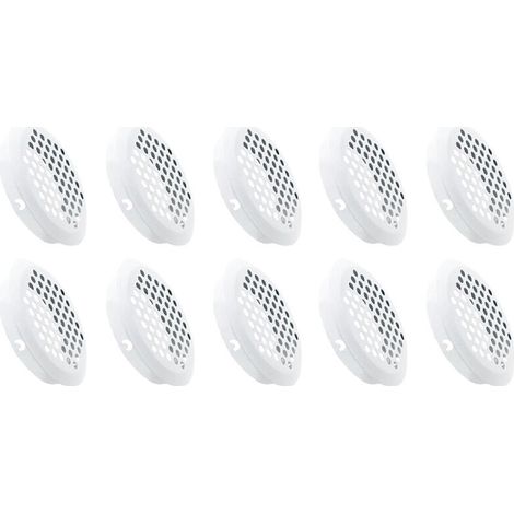 Grille de ventilation ronde, aérations en acier inoxydable, format de montage 53 mm, blanc, 10 pièces(convexe) (1/5)