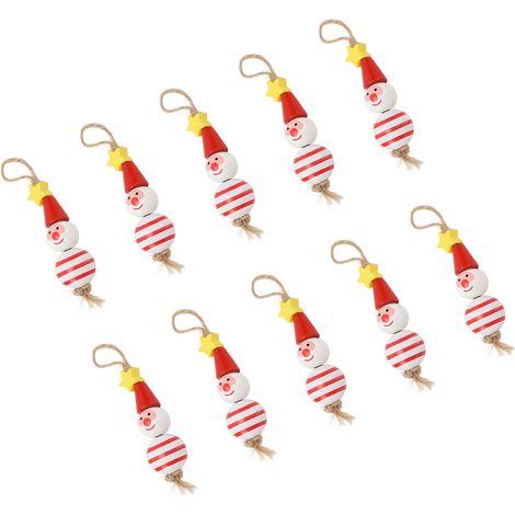 Lot de 10 pendentifs bonhomme de neige colorés pour sapin de Noël, étoile rouge à 5 branches. (1/5)