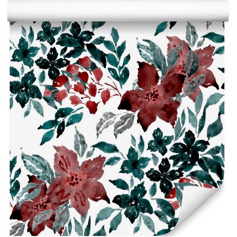 Bellissima carta da parati con fiori ad acquerello per soggiorno e camera da letto, 50x1000 cm (1/5)