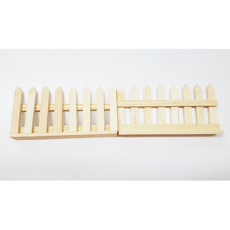TrAdE Shop Traesio - 2 Pezzi Staccionata Recinzione In Legno 25.5x15(h) Cm Decoupage Decorazione Casa -