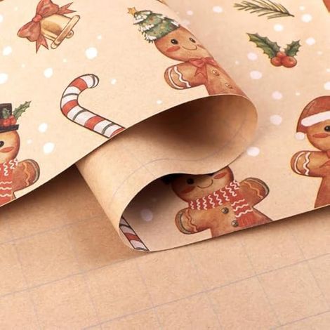 Rouleau de papier cadeau kraft de Noël, 43 cm x 10 m (1/3)