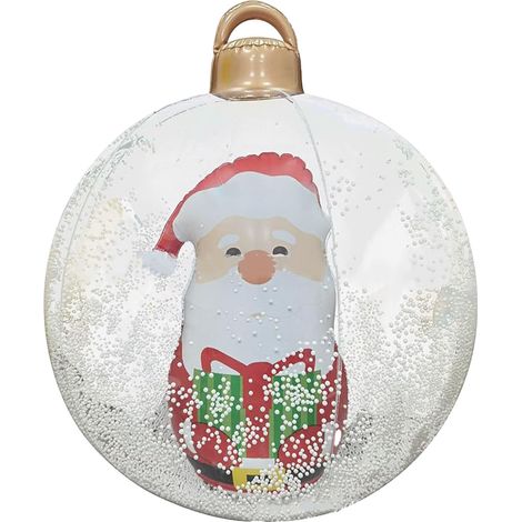 Aufblasbare Weihnachtskugeln (60 cm Durchmesser) mit riesigen LED-Lichtern, faltbare PVC-Dekoration mit Fernbedienung, transparent, für den Außenbereich zur Weihnachtszeit