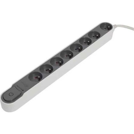 CHACON Bloc multiprise parafoudre avec interrupteur 8 prises 16A 1,5m gris