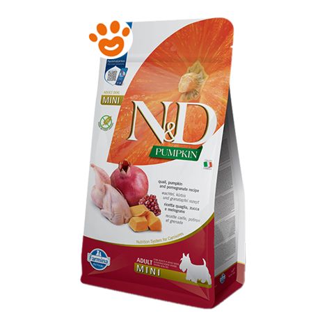 Farmina Dog N&ampD Pumpkin Adult Mini Quaglia, Zucca e Melograno  - Farmina Dog N&ampD Pumpkin Adult Mini Quaglia, Zucca e Melograno - Sacco Da 2 Kg