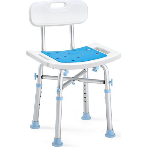 Silla de ducha de alta resistencia con respaldo regulable en altura, asiento acolchado de EVA antideslizante, soporta hasta 226 kg, montaje sin herramientas - OTROS (1/5)