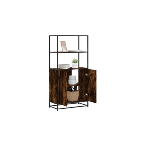 Buffet haut chêne fumé 68x35x139 bois d'ingénierie métal (1/5)