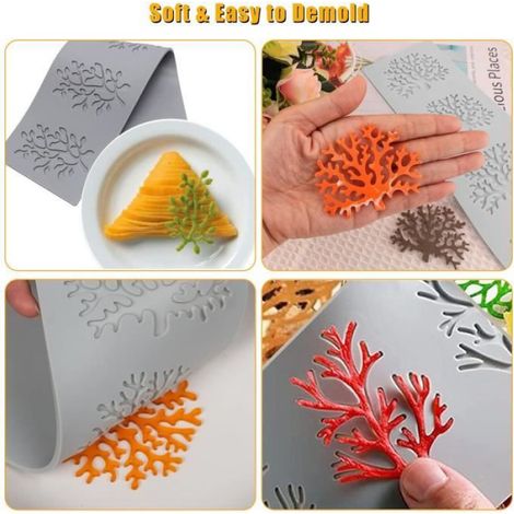 5Pc Moule Gateau Silicone Forme Feuilles, Moules à Fondant Silicone Qualité Alimentaire Tapis Dentelle,Moules à Patisserie Feuille (1/4)