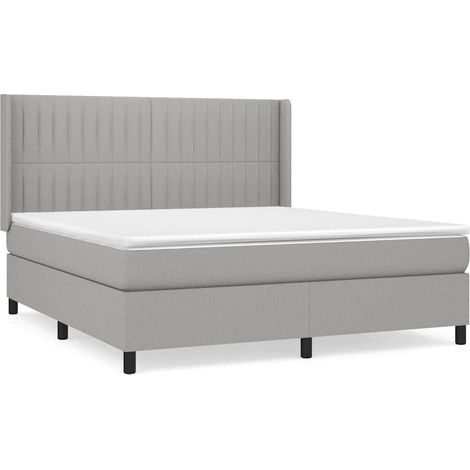 Maison Exclusive - Giroletto a Molle con Materasso Grigio Chiaro160x200 cm Tessuto (1/5)