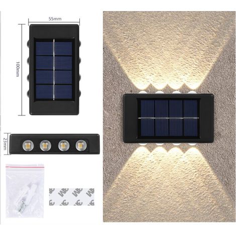 Applique Extérieure Lampes Solaires Extérieures Étanches Ip65 Pour Garage De Patio De Clôture De Jardin(Lumière Chaude)