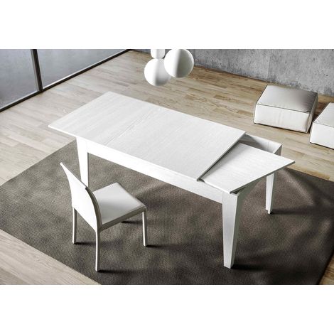 Tavolo "Lecco" allungabile in legno per sala da pranzo -Allungabile fino a 220 cm / Bianco Frassino (1/5)