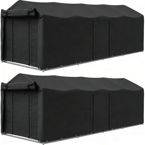 2er-Set  garagenzelt, wasserdicht Zeltgarage mit Tür, UV-beständig 220 x 157 x 165 cm Schwarz