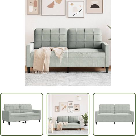 vidaXL Sofá gris claro - Sofá de 2 plazas de terciopelo gris claro 140 cm (1/5)