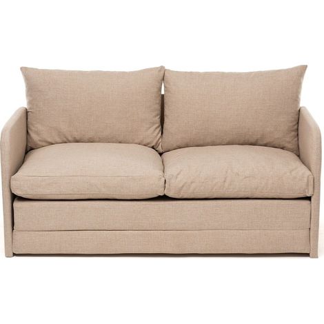 Canapé convertible 2 places en lin beige - Luz (1/5)