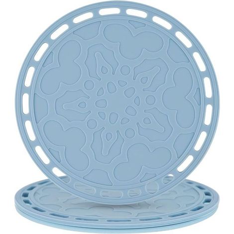 Lot de 3 grands dessous-de-plat et maniques ronds en silicone Bleu (1/4)