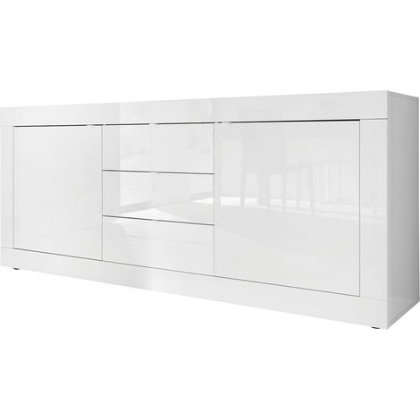 Madia linea Basic con 2 ante e 3 cassetti in finitura Bianco laccato lucido (1/9)