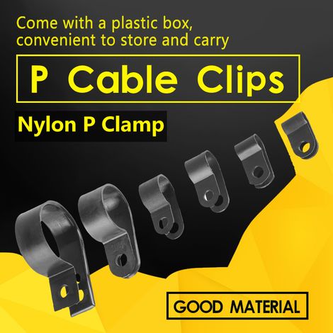 Kit de 200 pinces en nylon noir (type P) pour câbles et tuyaux. (1/5)