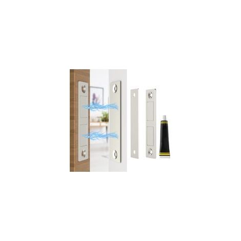 Set di 2 ferma-anta magnetici per armadi con adesivo ultra sottile, chiusura magnetica per cassetti, mobili e guardaroba, doppio magnete potente, non sono necessarie viti o forature. (1/5)