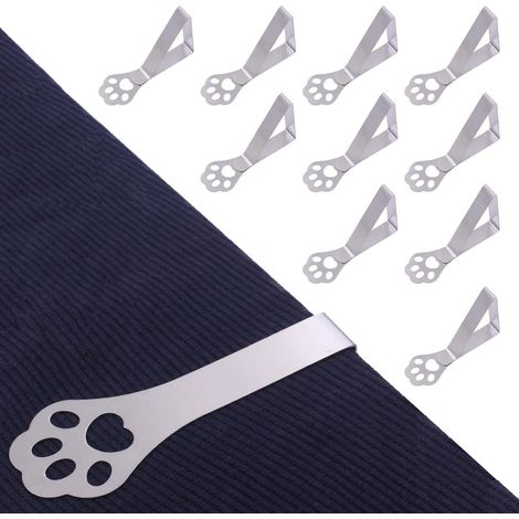 Lot de 10 supports de nappe pour table épaisse, griffes de chat, en acier inoxydable, résistantes aux intempéries, clips de nappe pour table de jardin, restaurant, table de famille, table de (1/5)