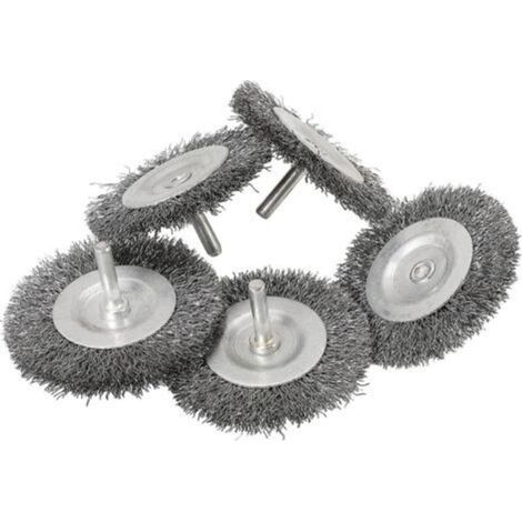 Set di 5 spazzole a disco in filo d'acciaio fine Ø 75 mm per metallo e pietra, spazzola metallica per trapano con gambo da 6 mm, per rimozione ruggine, sverniciatura, raschiatura e pulizia -Crezuo