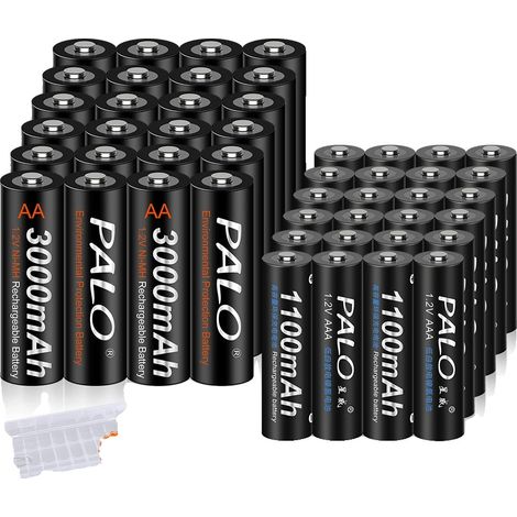 Pilas recargables, 1100 mAh (AAA), 3000 mAh (AA), 24 pilas AAA (1/2)