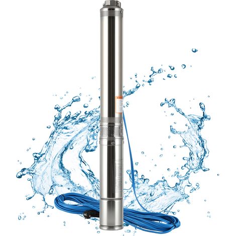 TolleTour Pompa sommergibile per pozzi profondi, 1100 W, 4.000 l/h Pompa per pozzi, prevalenza massima 81 m, cavo da 20 m, acciaio inossidabile Pompa sommersa