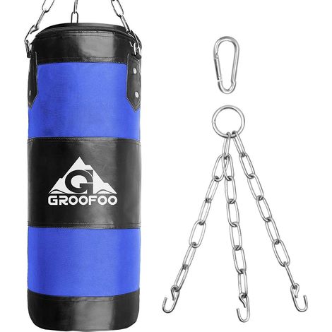 Boxsack Kinder Hochleistungs 100x33 Oxford Boxsack für Kinder, Jugendliche und Erwachsene, UNGEFÜLLTE Tasche mit Mount Chain Heavy Duty Pouching Bag für Boxtraining MMA Muay Thai Blau