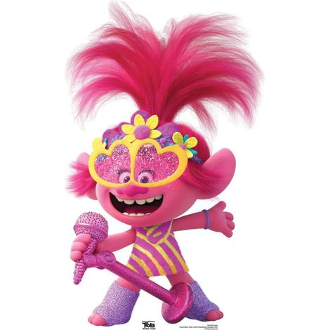 Figurine en carton Les Trolls 2 - Poppy en robe country avec son Microphone Hauteur 95 cm (1/5)