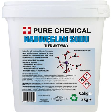 Natriumpercarbonat 3 kg - Blanc - Nettoyage puissant - Écologique et désinfectant
