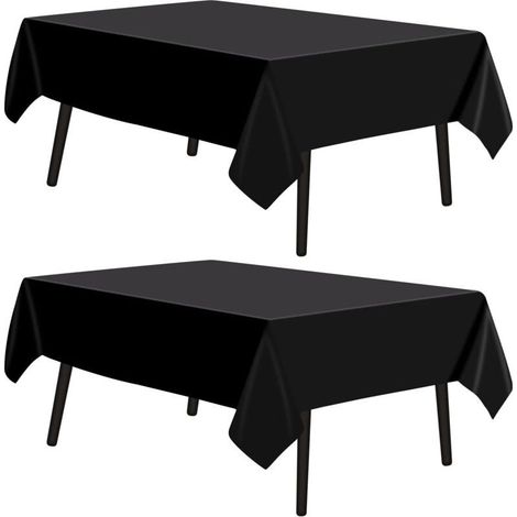 nappe noire rectangulaire tissu polyester décoratif lavable pour mariage fête banquet 145x275 cm (1/4)