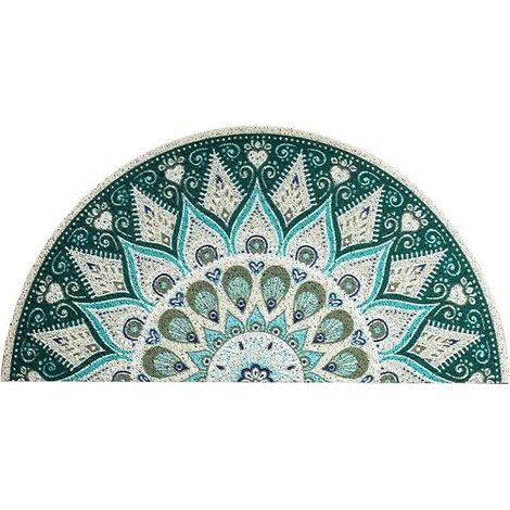 Tapis de Porte Demi-Rond en Microfibre PVC 40x80 cm Vert Profil Bas (1/5)