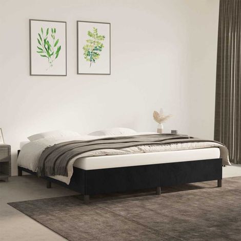 Cadre de lit sans matelas noir 160x200 cm velours (1/5)