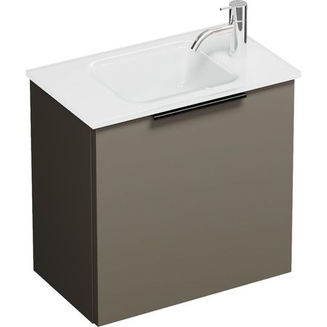 Vasque en verre Burg Eqio + meuble sous-vasque gris brillant/blanc GR0200