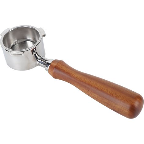 Porte-filtre à café sans fond, amovible et lavable, en acier inoxydable, avec poignée ergonomique en bois, type B (1/5)