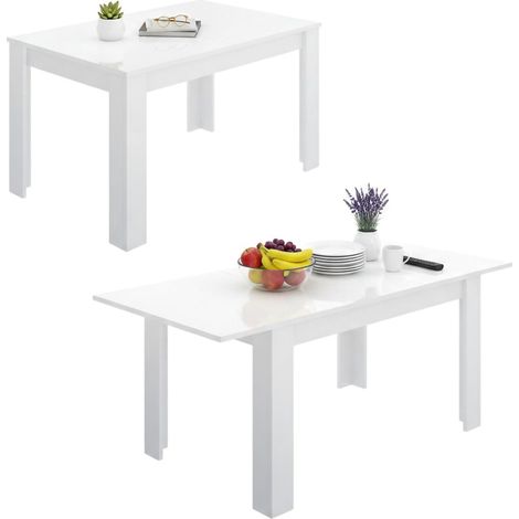 Dmora - Ausziehbarer-Tisch Caladora, ausziehbare Konsole mit mehreren Positionen, Esstisch mit Verlängerung, 140/190 x 90 x 77 cm, Weiß