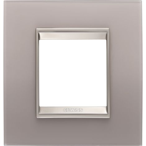 PLAQUE LUX 2P VERRE GRIS PERLÉ GEWISS GW16222GP