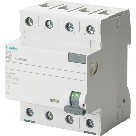 Interrupteur différentiel 4 pôles 63 A 100 mA 70 mm