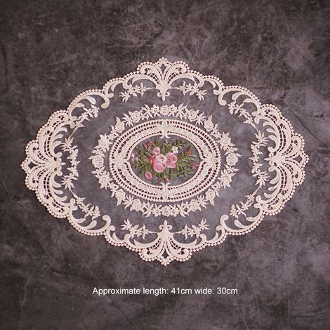 Nappe ovale européenne brodée de dentelle, transparente, pour centre de table, housse de meuble, tissu de décoration de Noël. (1/5)