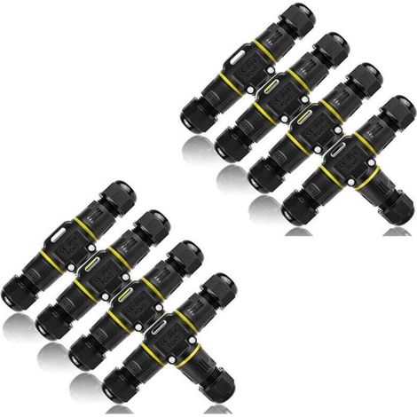 Connecteur étanche en T, 8 connecteurs de câble étanches IP68, boîte de jonction 3 voies, pour câbles de 3 à 12 mm de diamètre, OUYLAF (1/4)