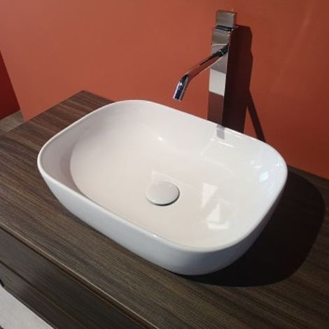 Lavabo Oval appoggio salvaspazio 45,5x32,2 stondato in ceramica (1/4)