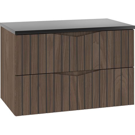 Meuble sous-vasque 80cm plan de toilette Siena bois et noir